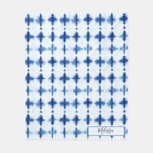 Cobertor De Velo Nome Personalizado do Padrão Azul Elegante Shibor