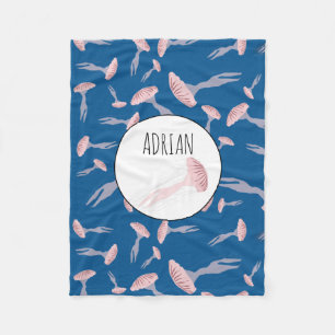 Cobertor De Velo Nome Personalizado do Padrão de Água-viva do Ocean