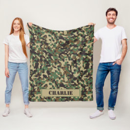 Cobertor De Velo Nome personalizado do padrão de camuflagem Camo