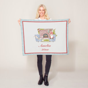 Cobertor De Velo Nome Personalizado do papai noel Ano Fleece Fleece