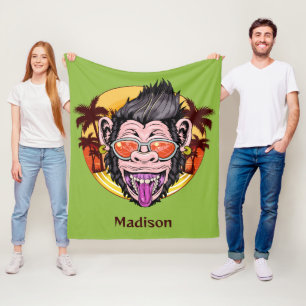 Cobertor De Velo Nome personalizado e cor Beach Monkey