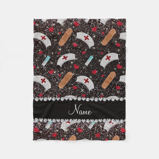 Cobertor De Velo Nome personalizado enfermeiro de chapéus de glitte (Frente)