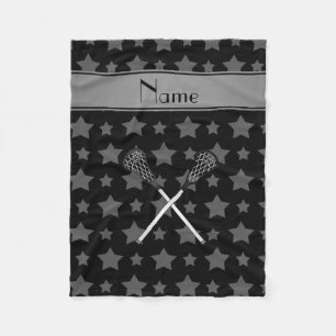 Cobertor De Velo Nome personalizado estrelas negras de lacrosse