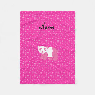 Cobertor De Velo Nome personalizado estrelas rosa-panda cor-de-rosa