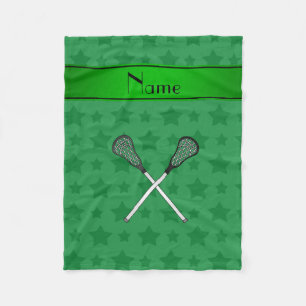 Cobertor De Velo Nome personalizado estrelas verdes de lacrosse
