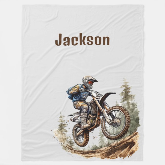 Cobertor De Velo Nome Personalizado Família Cozy Dirtbike Blanket G (Frente)