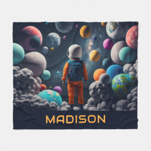 Cobertor De Velo Nome Personalizado Fantasy Space Kid