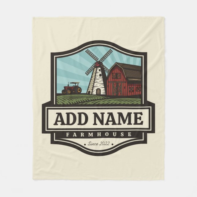 Cobertor De Velo NOME Personalizado Farmhouse Rustic Farmhouse Old  (Frente)