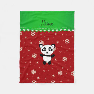 Cobertor De Velo Nome personalizado flocos de neve vermelhos panda