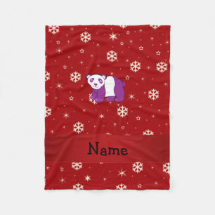 Cobertor De Velo Nome personalizado flocos de neve vermelhos panda