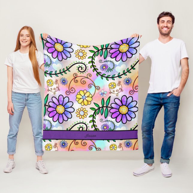 Cobertor De Velo Nome Personalizado Floral bonito (In Situ)