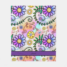 Cobertor De Velo Nome Personalizado Floral bonito