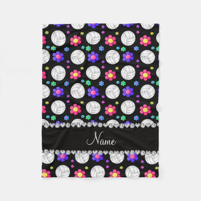 Cobertor De Velo Nome personalizado flores do arco-íris de vôlei pr (Frente)