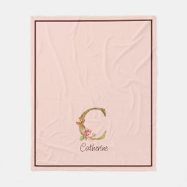 Cobertor De Velo Nome Personalizado Folha de Ouro Rosas Rosa Carta 