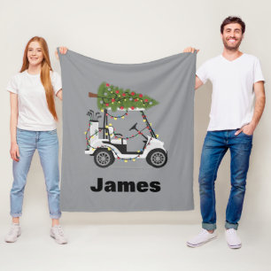 Cobertor De Velo Nome Personalizado Golfer Natal Carrinho de Golfe