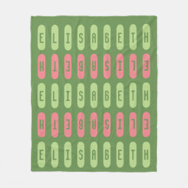 Cobertor De Velo Nome Personalizado Gométrico Verde Cor-de-Rosa Mod