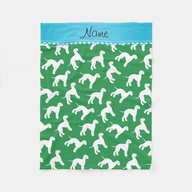 Cobertor De Velo Nome personalizado "green bedlington terrier dog" (Frente)