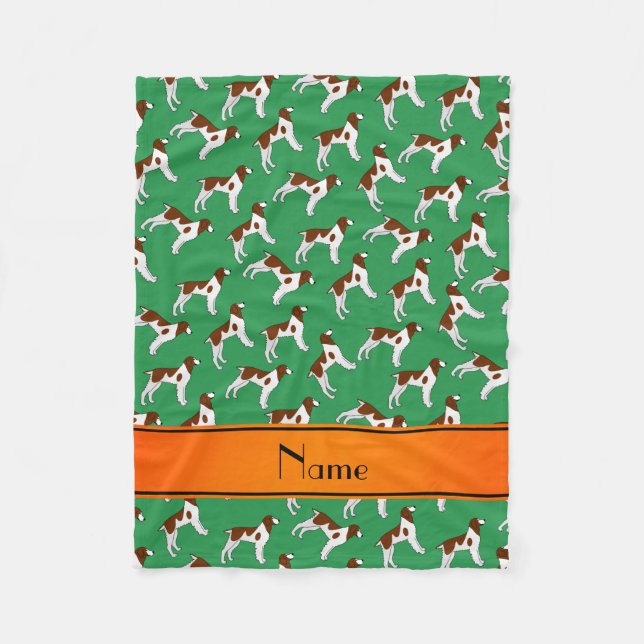 Cobertor De Velo Nome personalizado "green brittany spaniel dog" (Frente)