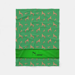Cobertor De Velo Nome personalizado "green Whippet dog"