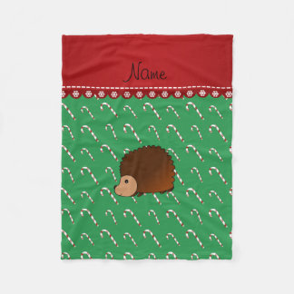 Cobertor De Velo Nome personalizado hedgehog green candy canes