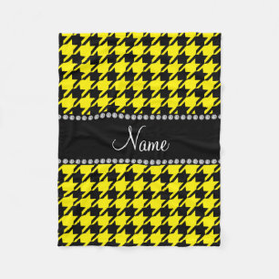 Cobertor De Velo Nome personalizado houndstooth preto amarelo