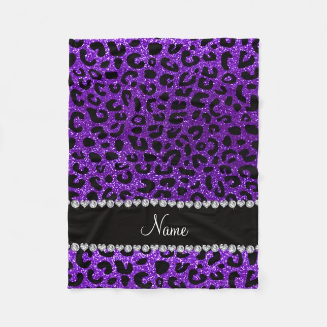 Cobertor De Velo Nome personalizado indigo purple gliter cheetah im (Frente)