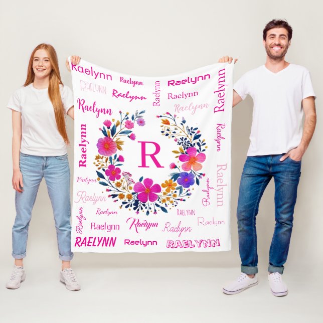 Cobertor De Velo Nome Personalizado Inicial Adicione Seu Nome Branc (In Situ)