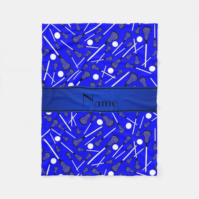 Cobertor De Velo Nome personalizado lacrosse azul (Frente)