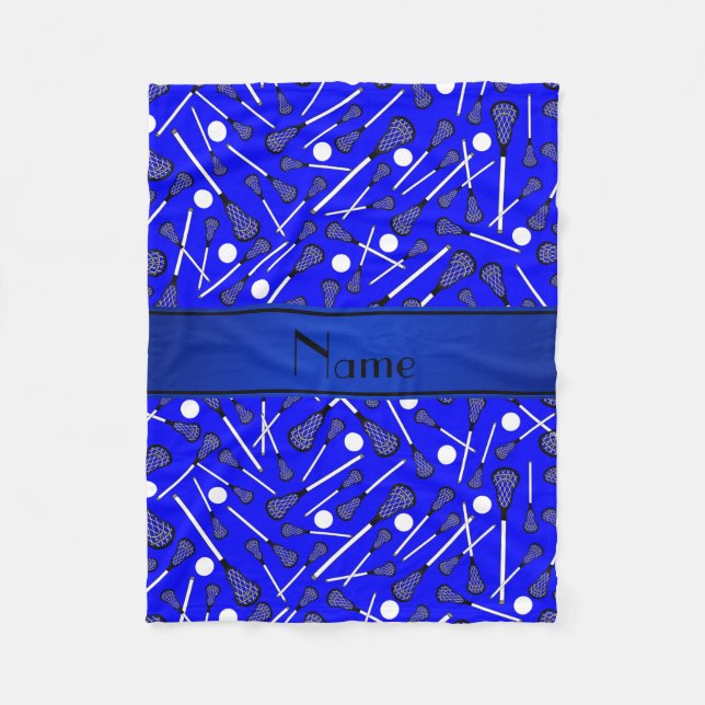 Cobertor De Velo Nome personalizado lacrosse azul (Frente)