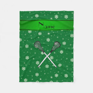 Cobertor De Velo Nome personalizado lacrosse flocos de neve verdes