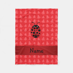 Cobertor De Velo Nome personalizado ladybug árvores de natal vermel