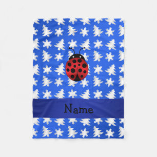 Cobertor De Velo Nome personalizado ladybug flocos de neve azuis