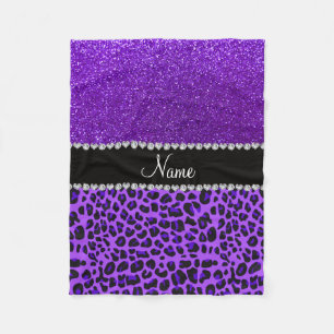 Cobertor De Velo Nome personalizado lente púrpura de leopardo-púrpu
