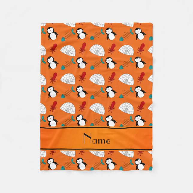 Cobertor De Velo Nome personalizado lula de peixe-ogro de pinguins  (Frente)