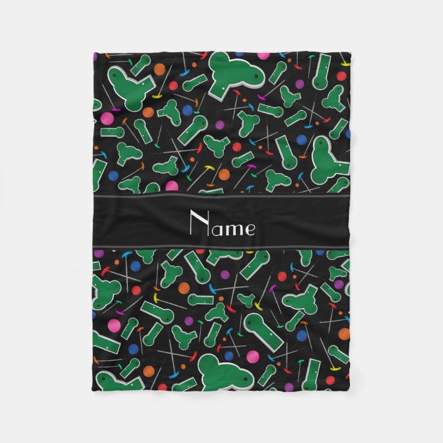 Cobertor De Velo Nome personalizado mini golfe preto (Frente)