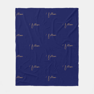 Cobertor De Velo Nome personalizado minimalista azul
