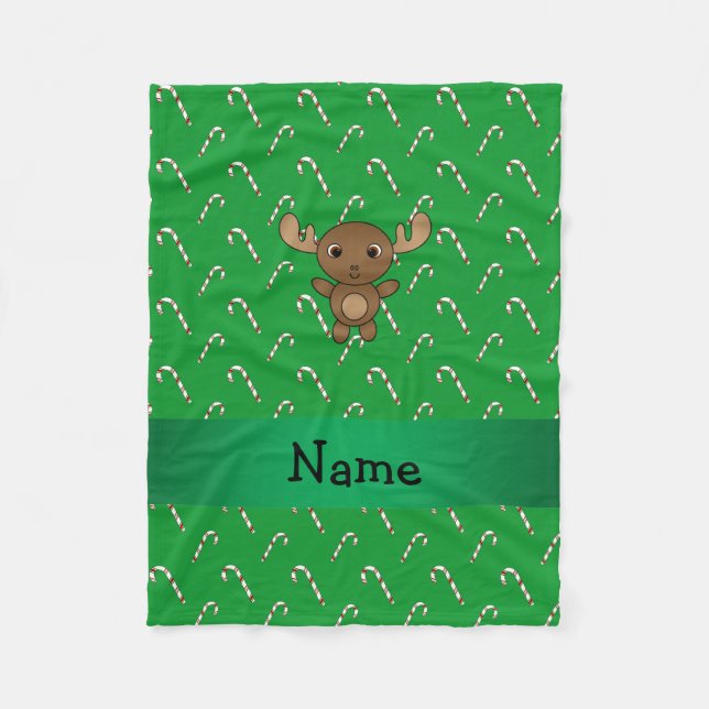 Cobertor De Velo Nome personalizado moose canas doces verdes (Frente)