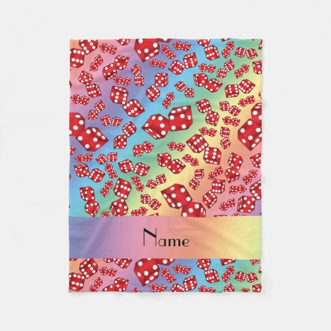 Cobertor De Velo Nome personalizado padrão arco-íris (Frente)