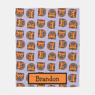 Cobertor De Velo Nome personalizado padrão da face do tigre marrom