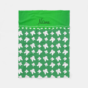 Cobertor De Velo Nome personalizado padrão de dente verde fofo