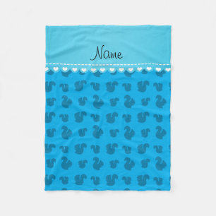 Cobertor De Velo Nome personalizado padrão de esquilo azul