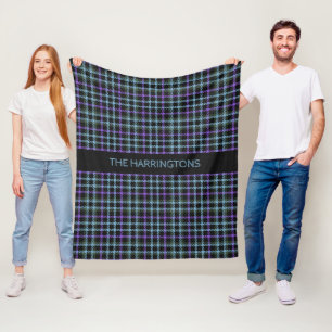 Cobertor De Velo Nome Personalizado Padrão Xadrez / Tartan