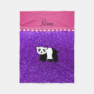 Cobertor De Velo Nome personalizado panda indigo roxo glitter