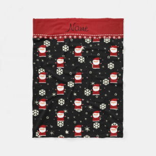 Cobertor De Velo Nome personalizado papai noel estrelas pretas de f