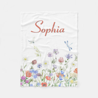 Cobertor De Velo Nome Personalizado Personalizado de Flores Selvage