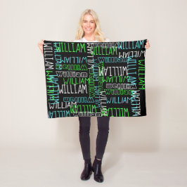 Cobertor De Velo Nome Personalizado Personalizado do Black Blue Boy