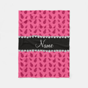 Cobertor De Velo Nome personalizado Pineapple em rosa