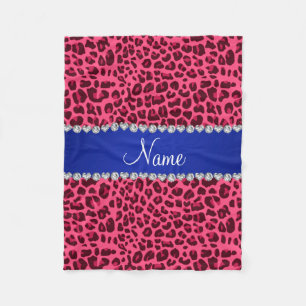 Cobertor De Velo Nome personalizado pink leopardo impresso com faix
