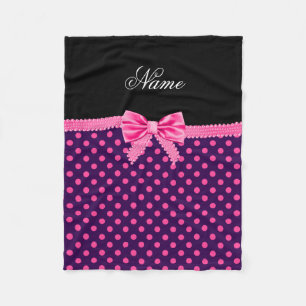 Cobertor De Velo Nome personalizado pontos cor-de-rosa roxo arco