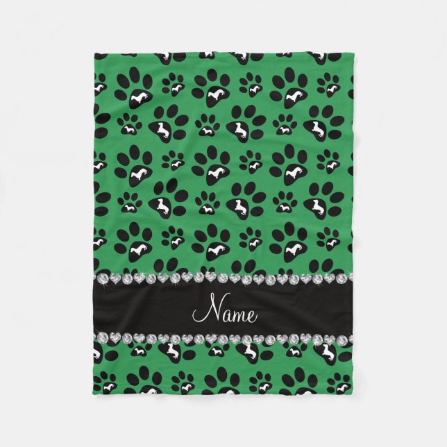 Cobertor De Velo Nome personalizado: pranchas de cães verdes (Frente)